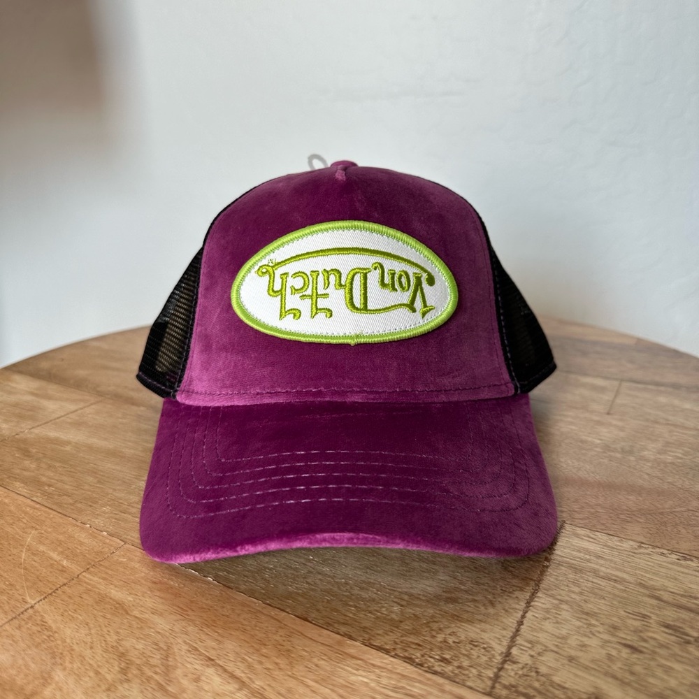 COPY - VON DUTCH PURPLE LIME VELVET CRUSH TRUCKER NWT